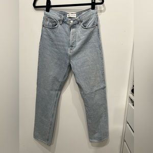 denim forum ‘90s cinched hi-rise straight